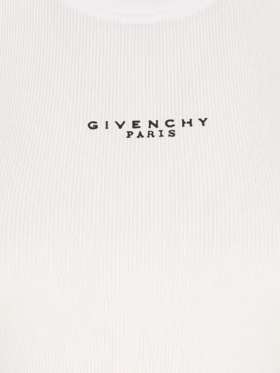Givenchy White Sleeveless Top With Logo Lettering On The Front In Cotton Stretch Woman In White