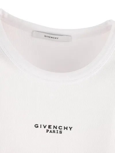 Givenchy White Sleeveless Top With Logo Lettering On The Front In Cotton Stretch Woman In White