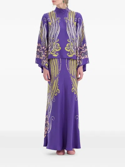 La Doublej Floral Maxi Skirt In Blue