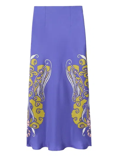 La Doublej Floral Maxi Skirt In Blue