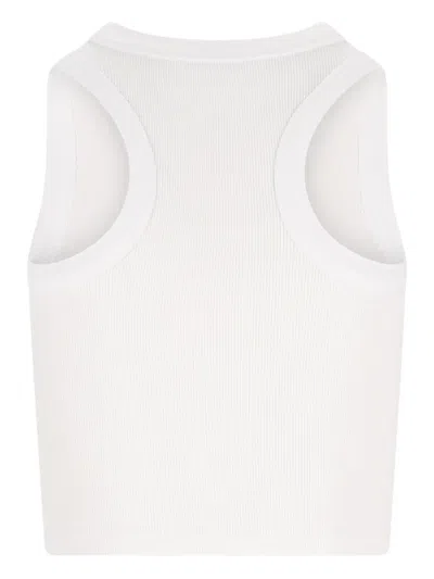 Givenchy White Sleeveless Top With Logo Lettering On The Front In Cotton Stretch Woman In Neutral