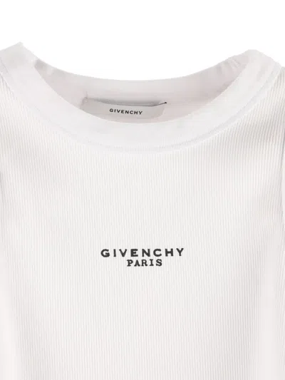Givenchy White Sleeveless Top With Logo Lettering On The Front In Cotton Stretch Woman In Neutral