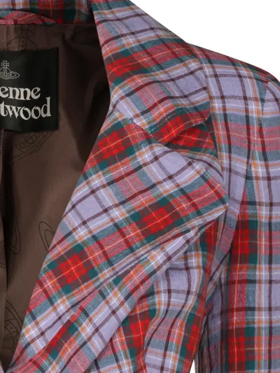 Vivienne Westwood Mens Multi Drunken Check Linen Jacket In Purple