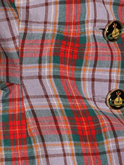 Vivienne Westwood Mens Multi Drunken Check Linen Jacket In Purple