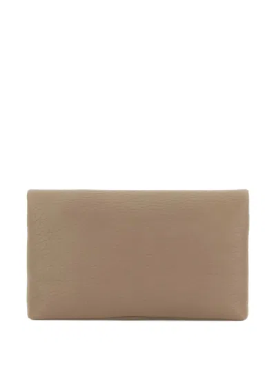 Saint Laurent Large Cassandre Envelope Leather Pouch In Neutral