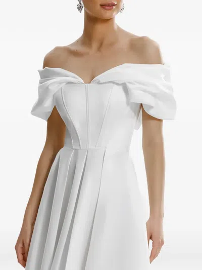 露肩系带中长连衣裙