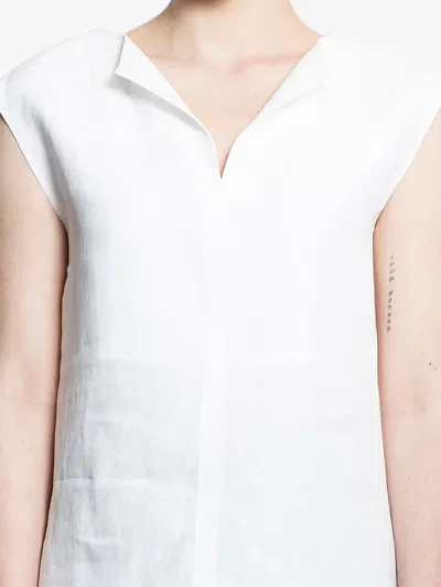 Max Mara Sleeveless V-neck Blouse In White