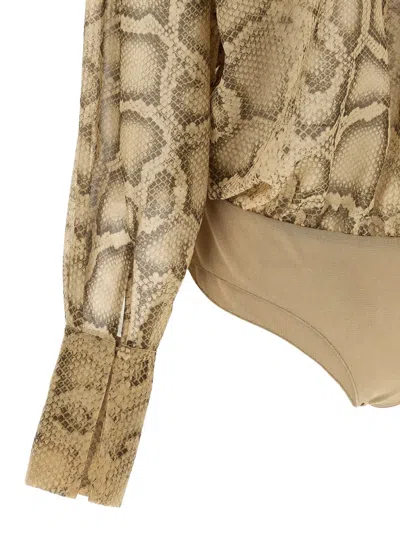 The Andamane Paloma Python-print Bodysuit In Neutral