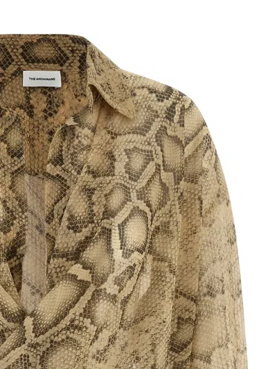 The Andamane Paloma Python-print Bodysuit In Neutral