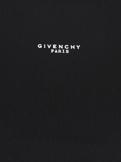 Givenchy Cotton Cropped Tank Top With Paris Print Clothing In Black
