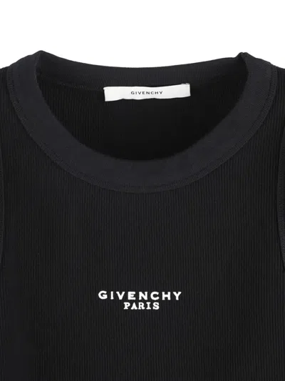 Givenchy Cotton Cropped Tank Top With Paris Print Clothing In Black