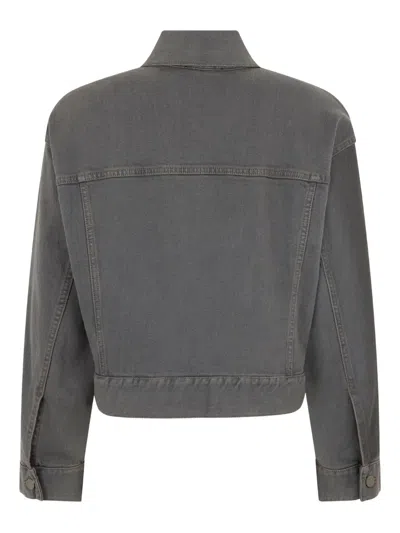 Peserico Cropped Denim Jacket In Gray