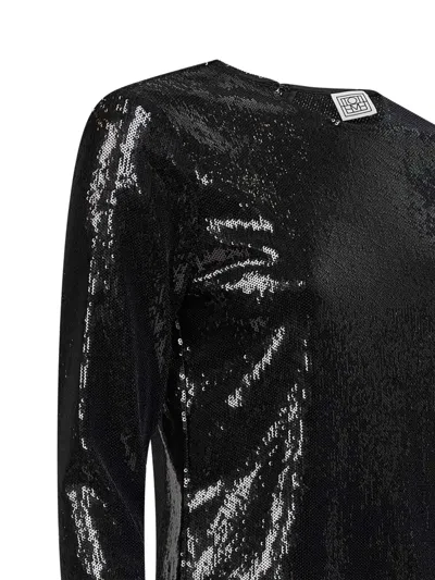 Totême Toteme Round-neck Sequin Top In Black