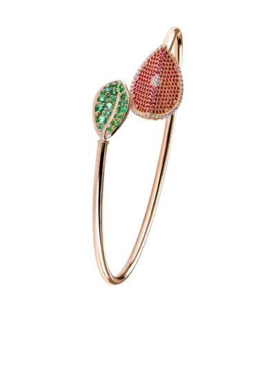 Fullord Leaf Multi-stone Bracelet In Pink