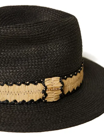 Twinset Woven Feodora Hat In Black