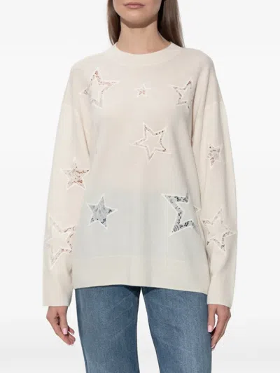 Loveshackfancy Star-lace Sweater In Neutral