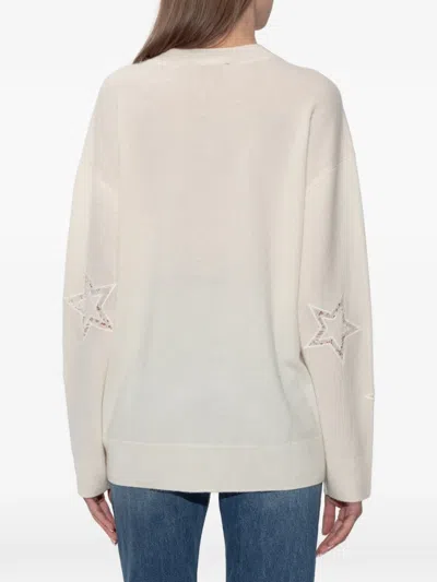 Loveshackfancy Star-lace Sweater In Neutral