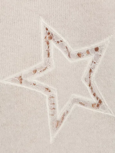 Loveshackfancy Star-lace Sweater In Neutral