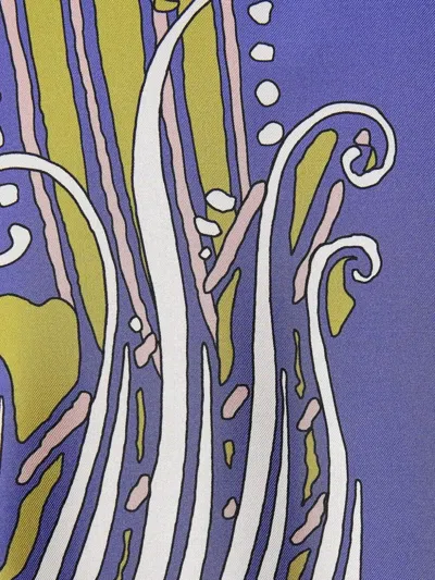 La Doublej Make An Exit Printed Silk Satin Blouse In Blue