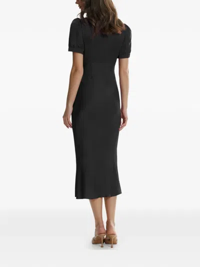 V领短袖中长连衣裙