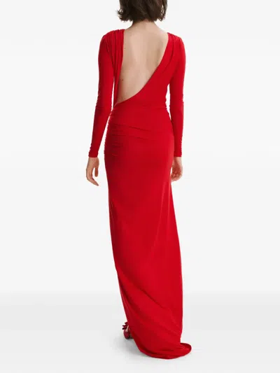 2310 Studio Open-back Ruched Maxi Dress In Red