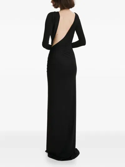2310 Studio Draped Split Maxi Dress In Black