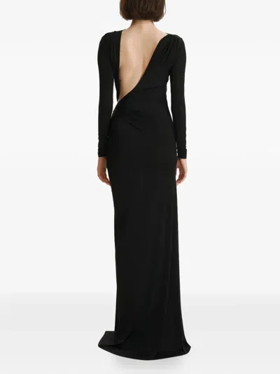 2310 Studio Draped Split Maxi Dress In Black