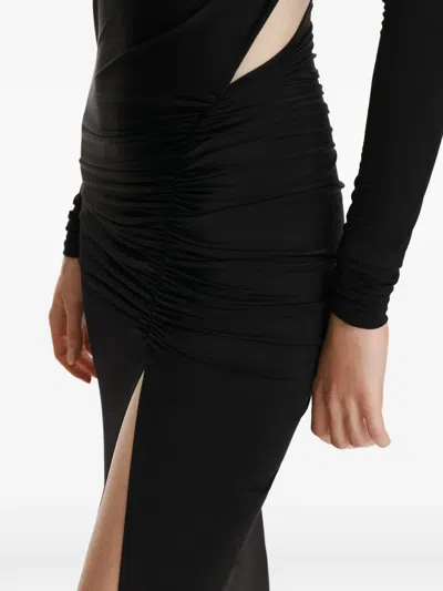 2310 Studio Draped Split Maxi Dress In Black