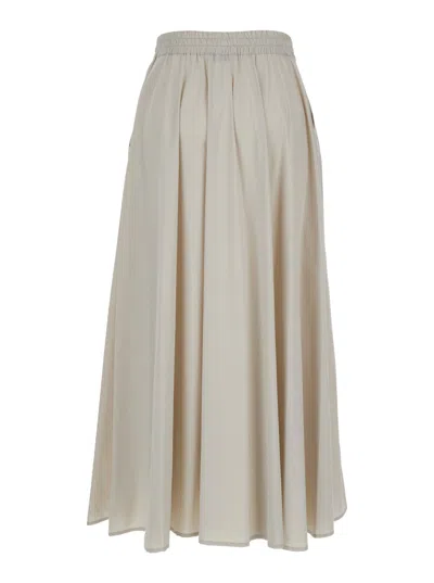 Herno Women Maxi Beige Dress With Drawstring In Stretch Polyamide Woman In Neutral