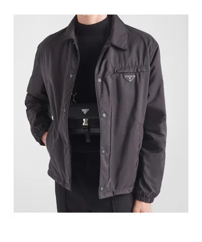 Prada Re-nylon Sporty Blouson Jacket Clothing In Black