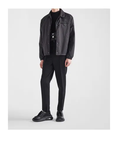 Prada Re-nylon Sporty Blouson Jacket Clothing In Black