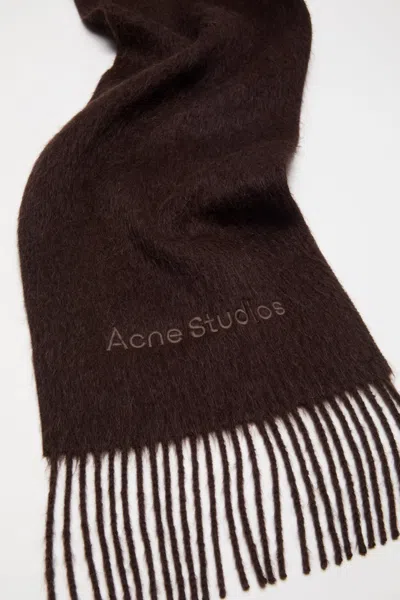 Acne Studios Wool Logo Scarf In Brown