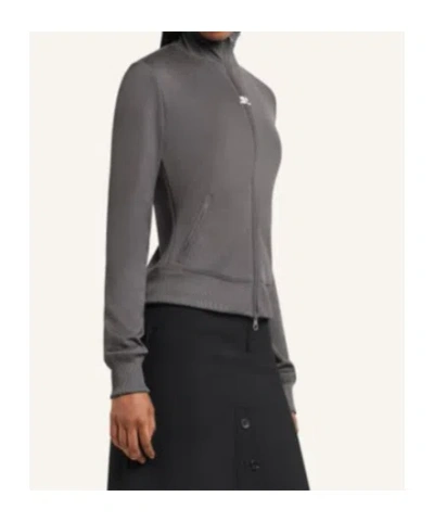 Courrèges Logo Zip Jacket In Gray