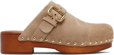 Chloé Jeannette Buckle Detailed Studded Clogs In Brown