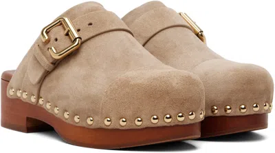 Chloé Jeannette Buckle Detailed Studded Clogs In Brown