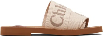 Chloé X High Summer Woody Embroidered Logo Flat Sandals In White