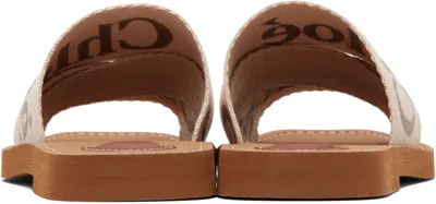 Chloé X High Summer Woody Embroidered Logo Flat Sandals In White