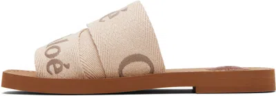 Chloé X High Summer Woody Embroidered Logo Flat Sandals In White