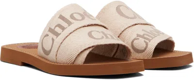 Chloé X High Summer Woody Embroidered Logo Flat Sandals In White