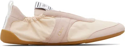 Chloé Kick Beige Sneaker With Side Lettering Logo And Elasticated Details In Fabric Woman