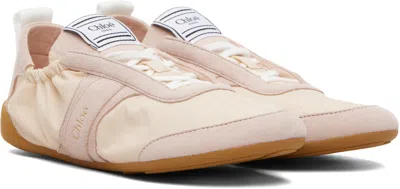 Chloé Kick Beige Sneaker With Side Lettering Logo And Elasticated Details In Fabric Woman