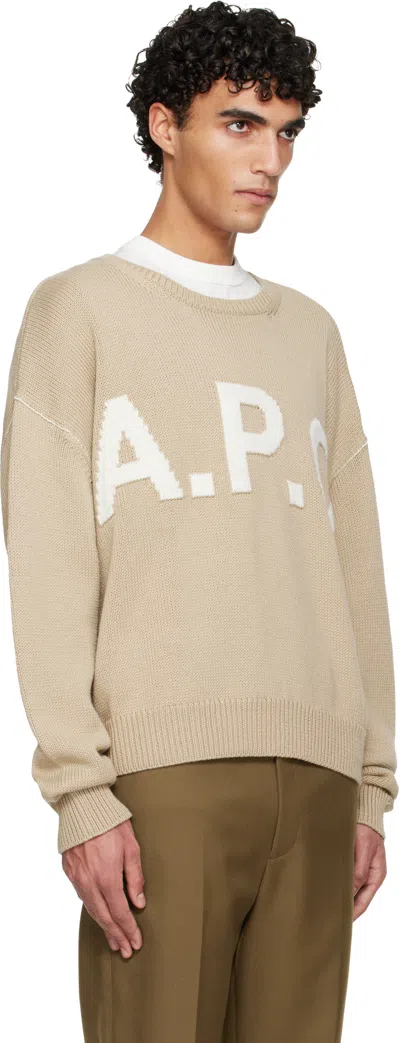 Apc Beige Logo 'a.p.c.' Sweater In Neutral