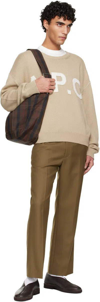 Apc Beige Logo 'a.p.c.' Sweater In Neutral