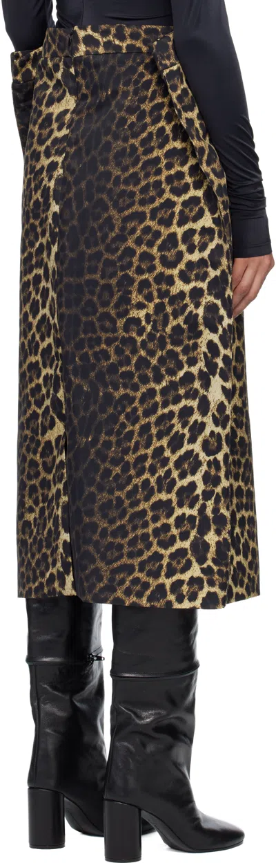 Marie Adam-leenaerdt Black & Beige Rectangle Midi Skirt In Animal Print