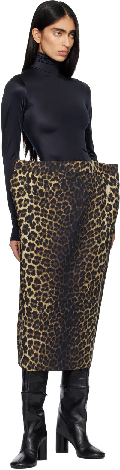 Marie Adam-leenaerdt Black & Beige Rectangle Midi Skirt In Animal Print