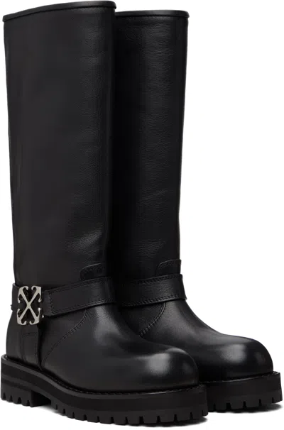 Off-white Black Off Track Tall Boots In Black