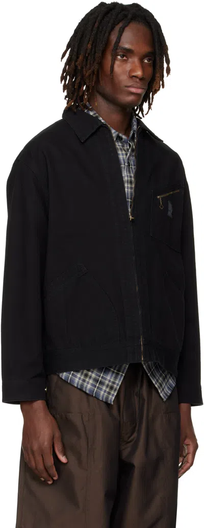 South2 West8 Black Work Jacket In Black