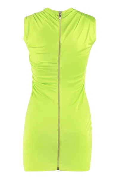 Versace Green Sleeveless Draped Mini Dress