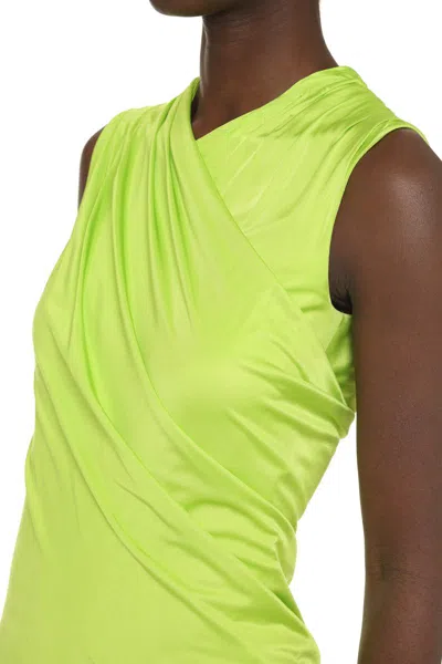 Versace Green Sleeveless Draped Mini Dress