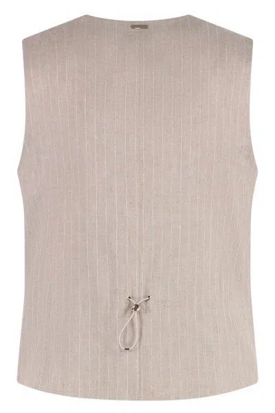 Herno Single-breasted Vest In Sand